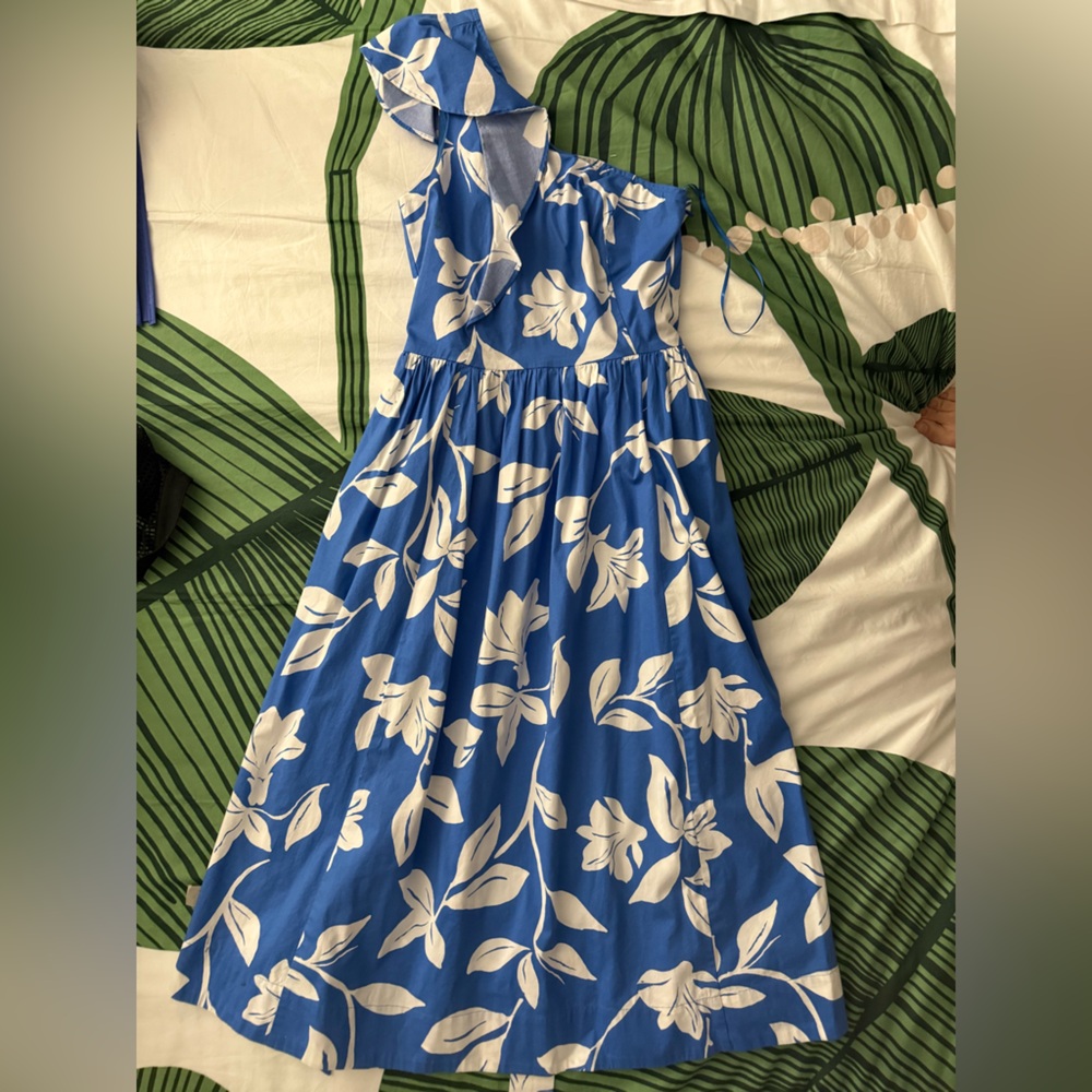 J. Crew Azure and Ivory Floral Dress